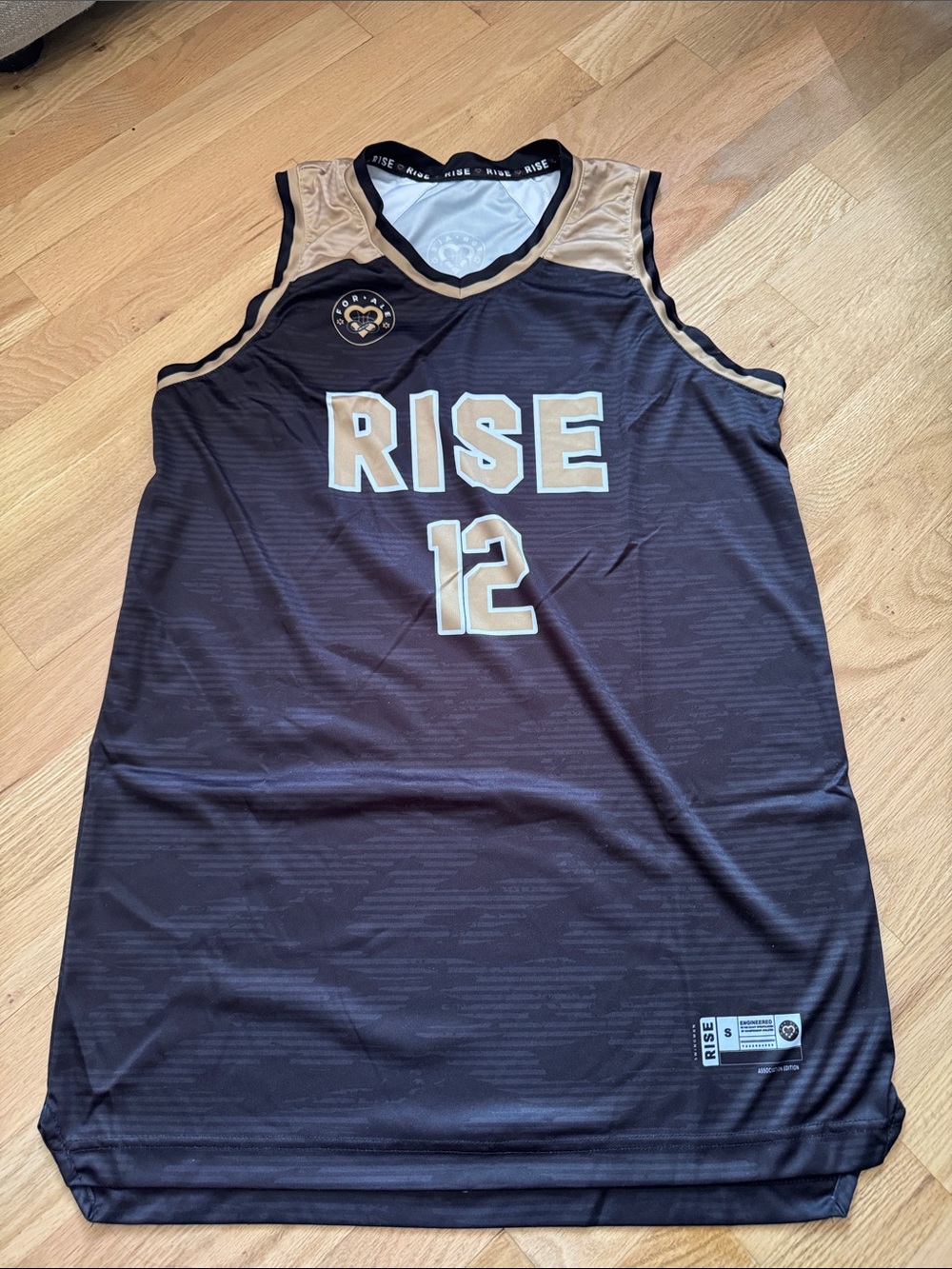 RISE Men's Black & Gold Basketball Jersey - Number 12